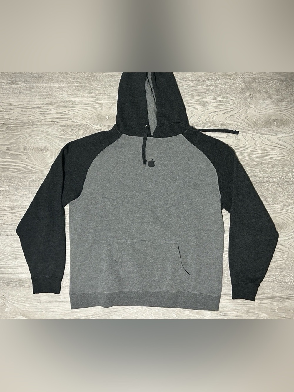 Vintage Apple Two-Tone Gray & Black Men's Hoodie